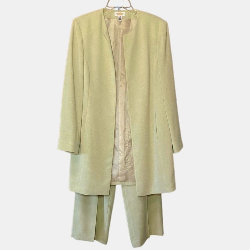 Talbots Herringbone Lined Pantsuit in Cream Women’s 10
